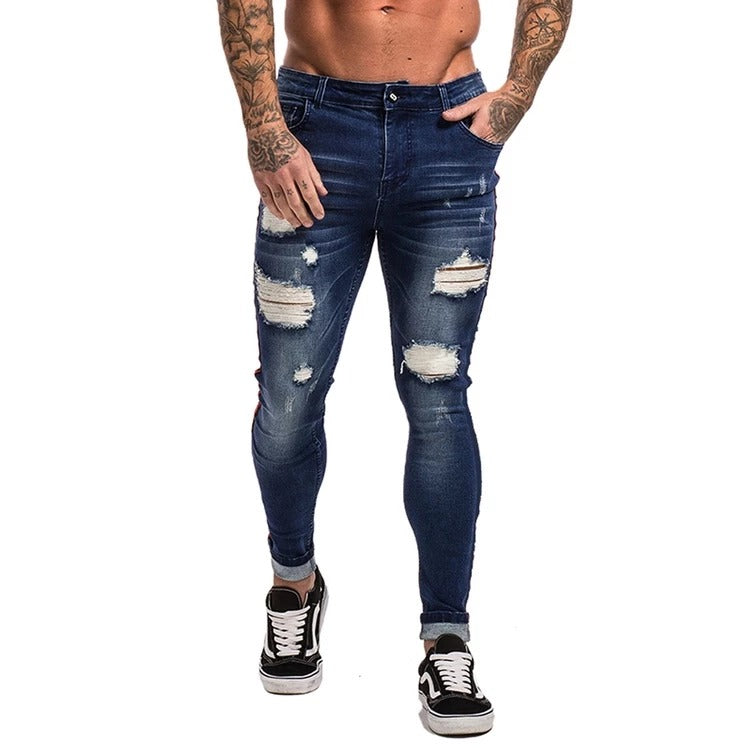 Calça Jeans Masculina Skinny Rasgada